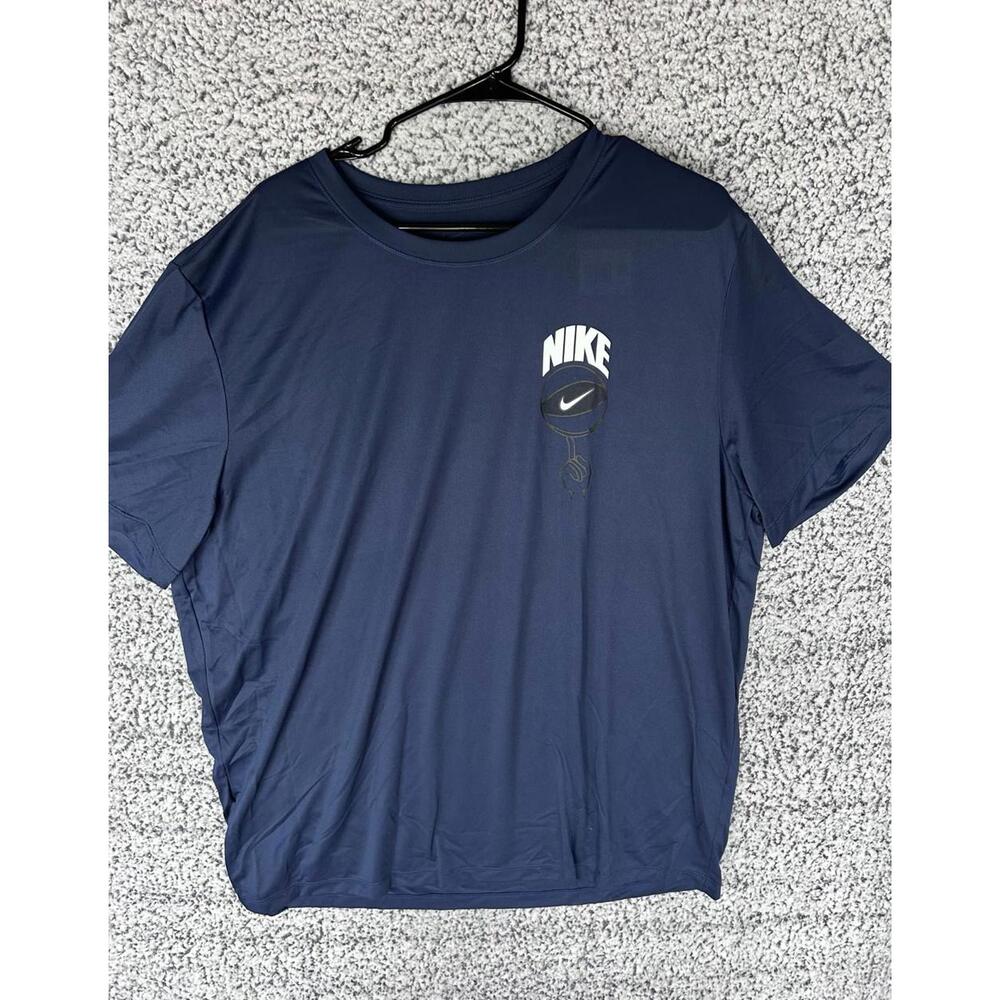 Nike Basketball Graphic T-Shirt Navy Blue Spinning Ball Logo Men’s XXL NWT
